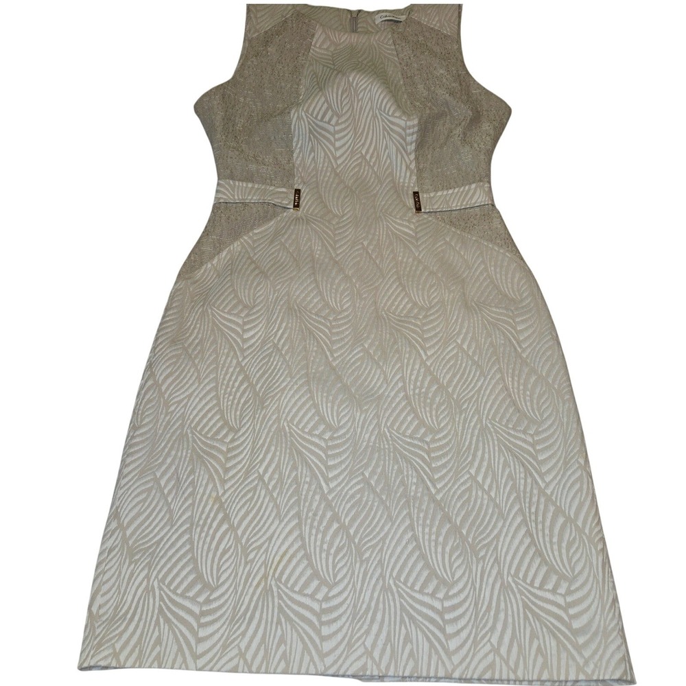 Calvin Klein Dress Sheath Sleeveless Party Cocktail Career Neutral 6